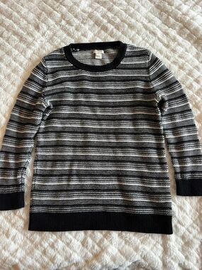 J.Crew Black and White Textured Stripe Sweater